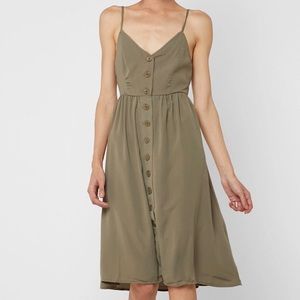 FOREVER 21 Olive Army Green Button Cami Midi Dress
